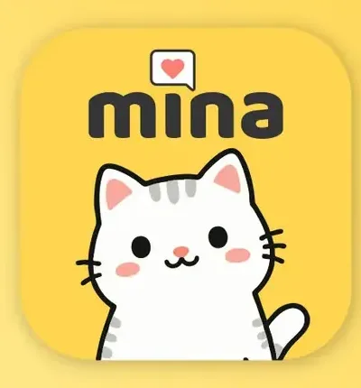Mina app icon — the Mina cat waving on a yellow tile