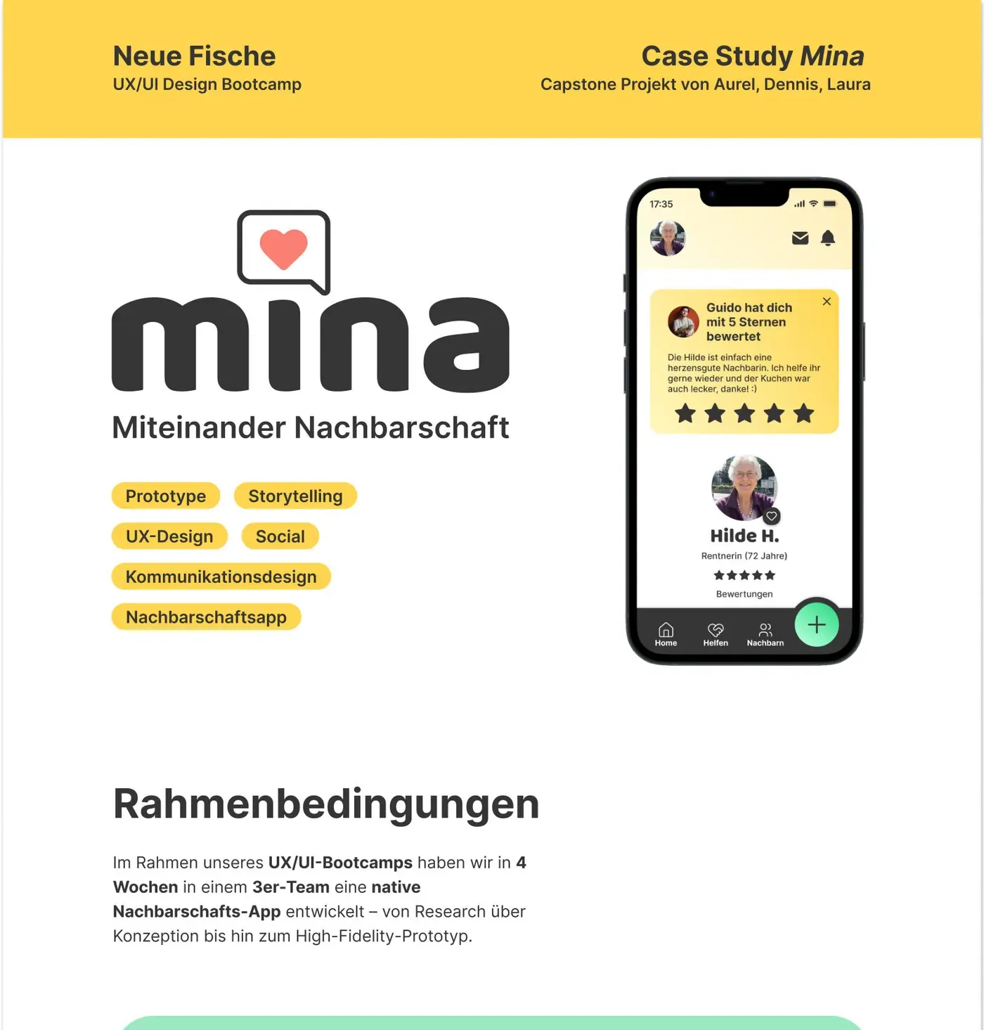 Mina – UX/UI Case Study Case Study — Abschnitt 1