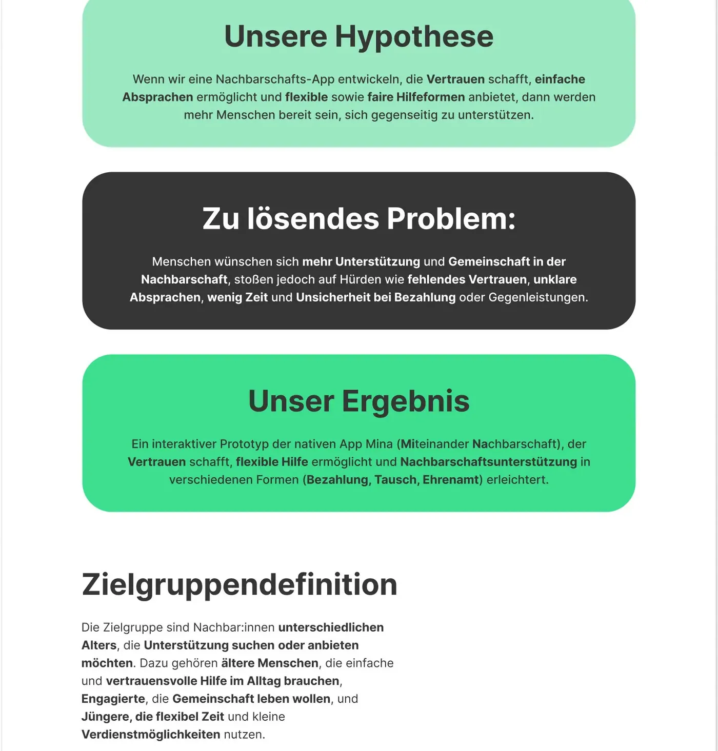 Mina – UX/UI Case Study Case Study — Abschnitt 2