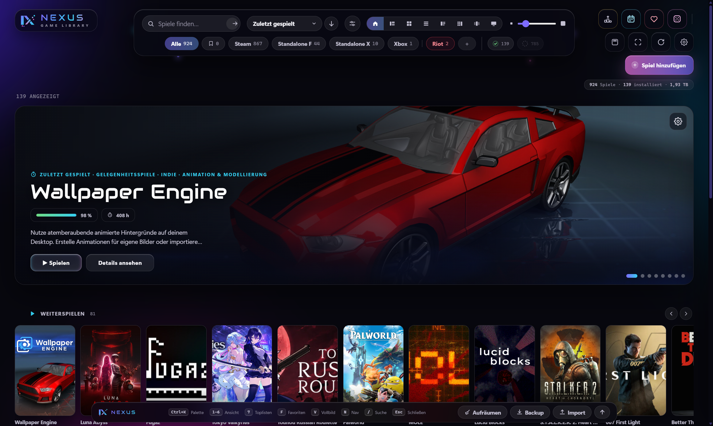 NEXUS Desktop Bibliothek Interface