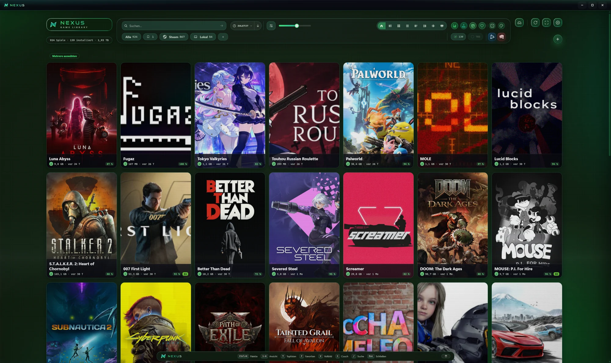 Nexus library with the colorful Aurora navigation design